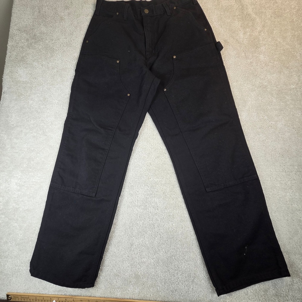 VTG Carhartt B136 Double Front Work Pants Mens 32x30 Black USA Union Loose Fit